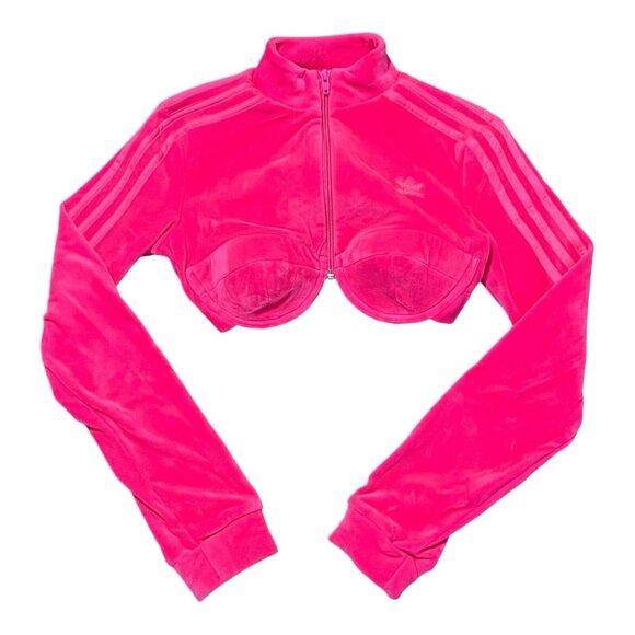 adidas x Jeremy Scott Originals Track Top Velour Solar Pink Size Small H50967 - Picture 6 of 9